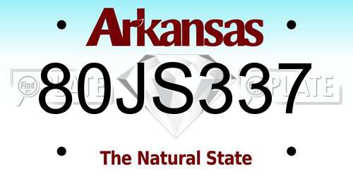 80JS337 Arkansas License Plate