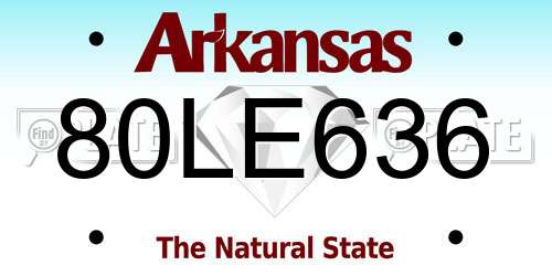 80LE636 Arkansas License Plate