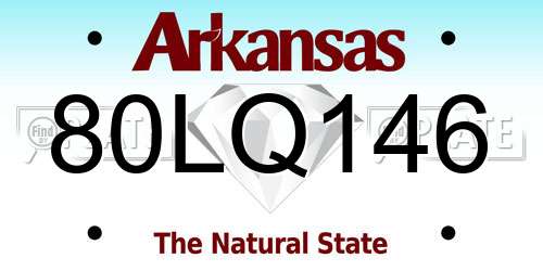 80LQ146 Arkansas License Plate