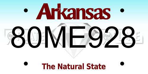 80ME928 Arkansas License Plate