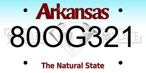 80OG321 Arkansas License Plate