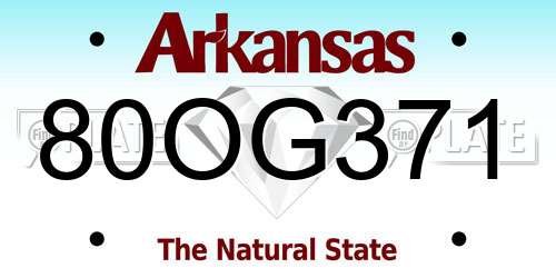 80OG371 Arkansas License Plate