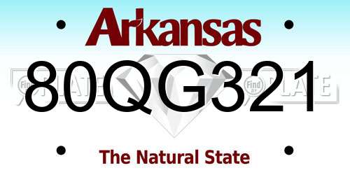 80QG321 Arkansas License Plate