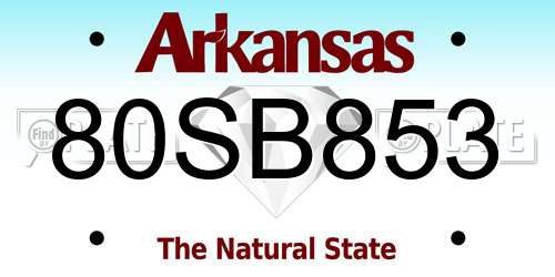 80SB853 Arkansas License Plate