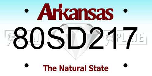 80SD217 Arkansas License Plate