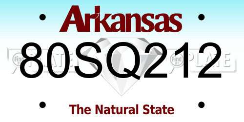 80SQ212 Arkansas License Plate