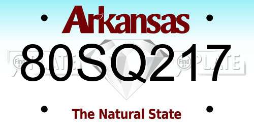 80SQ217 Arkansas License Plate