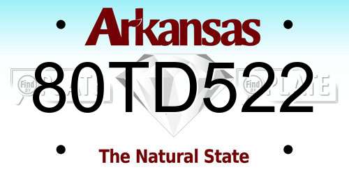 80TD522 Arkansas License Plate