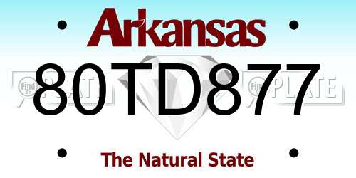 80TD877 Arkansas License Plate