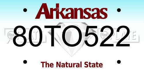 80TO522 Arkansas License Plate