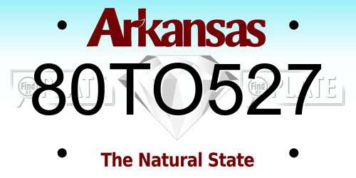 80TO527 Arkansas License Plate
