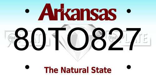 80TO827 Arkansas License Plate
