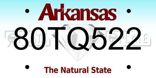 80TQ522 Arkansas License Plate