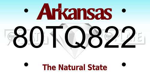 80TQ822 Arkansas License Plate