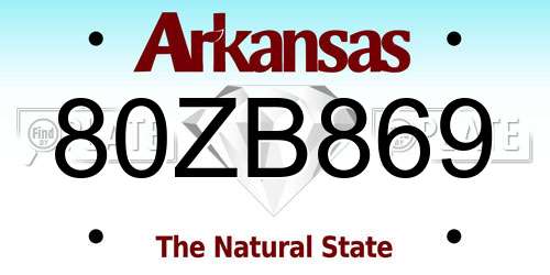 80ZB869 Arkansas License Plate