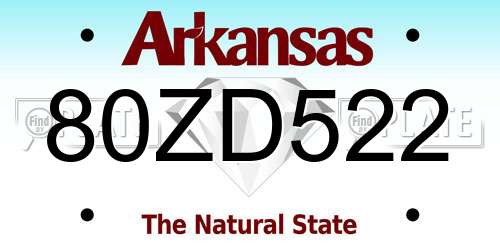 80ZD522 Arkansas License Plate