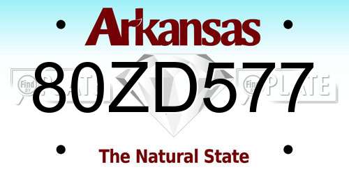 80ZD577 Arkansas License Plate