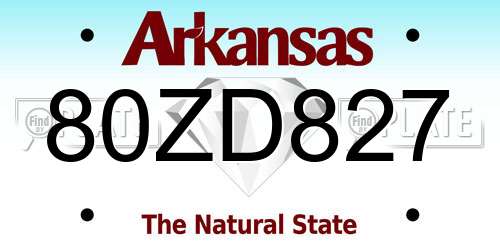 80ZD827 Arkansas License Plate