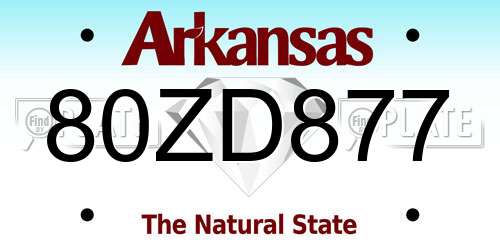 80ZD877 Arkansas License Plate