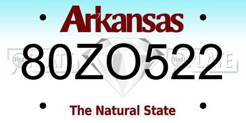 80ZO522 Arkansas License Plate