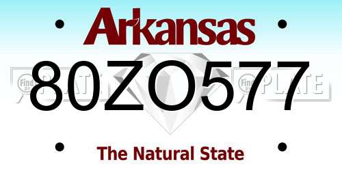 80ZO577 Arkansas License Plate