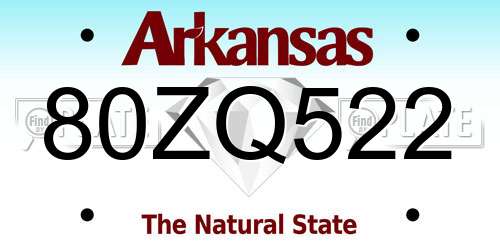80ZQ522 Arkansas License Plate