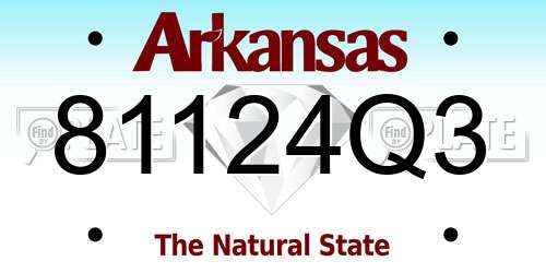 81124Q3 Arkansas License Plate
