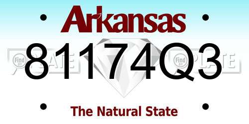 81174Q3 Arkansas License Plate