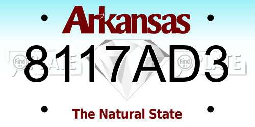 8117AD3 Arkansas License Plate