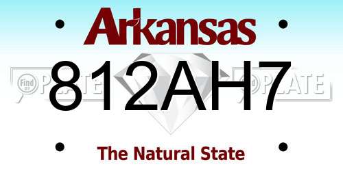 812AH7 Arkansas License Plate