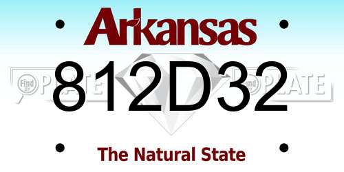 812D32 Arkansas License Plate