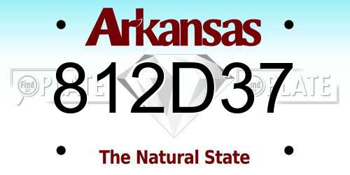 812D37 Arkansas License Plate