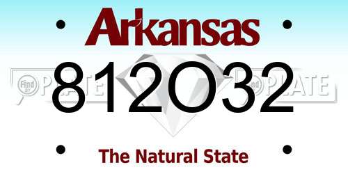 812O32 Arkansas License Plate