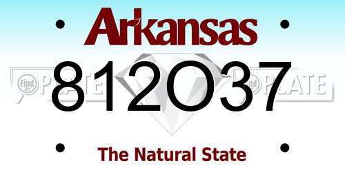 812O37 Arkansas License Plate