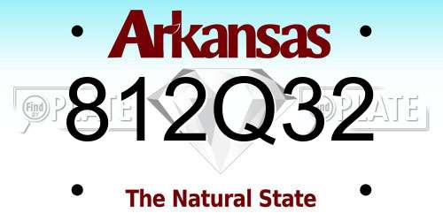 812Q32 Arkansas License Plate