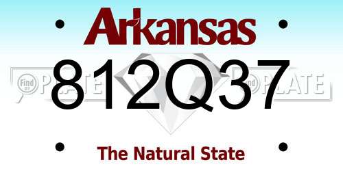 812Q37 Arkansas License Plate