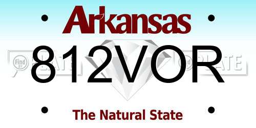 812VOR Arkansas License Plate