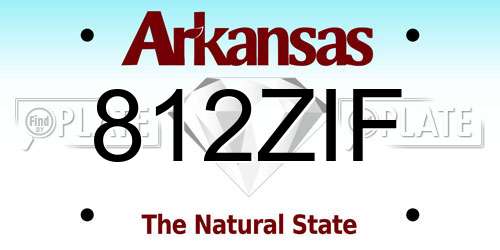 812ZIF Arkansas License Plate