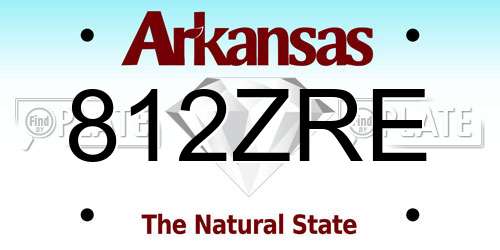 812ZRE Arkansas License Plate