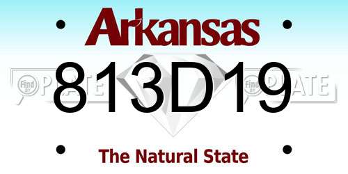 813D19 Arkansas License Plate