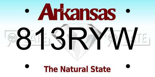 813RYW Arkansas License Plate