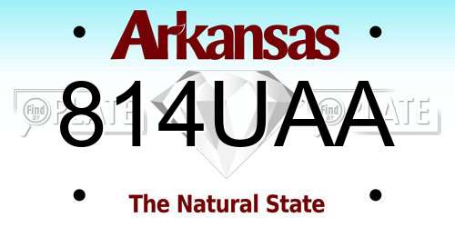 814UAA Arkansas License Plate