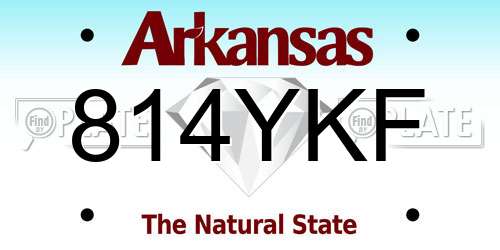 814YKF Arkansas License Plate