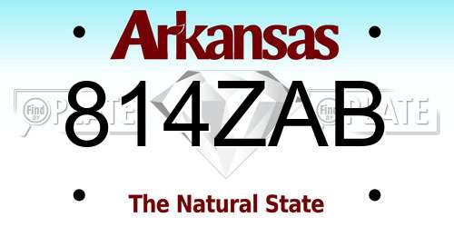 814ZAB Arkansas License Plate