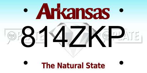 814ZKP Arkansas License Plate