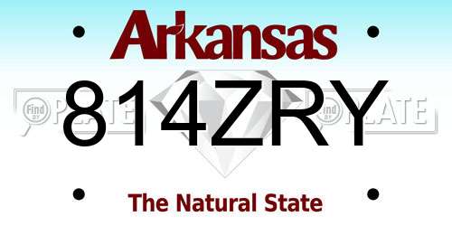 814ZRY Arkansas License Plate