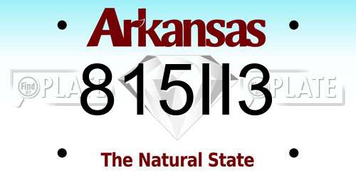 815II3 Arkansas License Plate