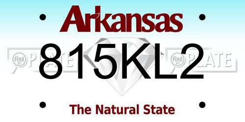 815KL2 Arkansas License Plate