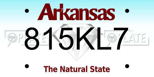 815KL7 Arkansas License Plate