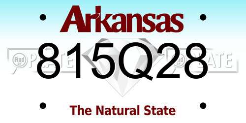 815Q28 Arkansas License Plate